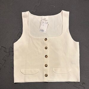 Cream square cut Button-Up shirt